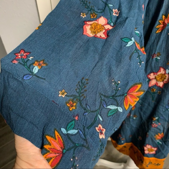 BLUE RAIR  FLORAL KIMONO CARDIGAN SHRUG SIZE L - Picture 3 of 7